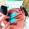 Two fingers are gently pulling a slip pocket open, while a finger is pushing down the zipper of a zipper pocket to display the two pockets.
